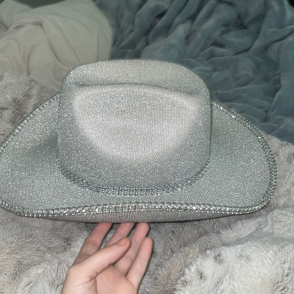 Silver Glitter Cowgirl Hat